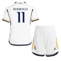 Dres Real Madrid Rodrygo Goes #11 Domáci pre deti 2023-24 Krátky Rukáv (+ trenírky)